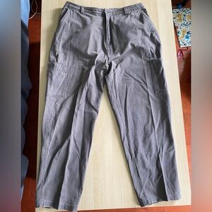 Plus size grey cargo pants with zipper fly